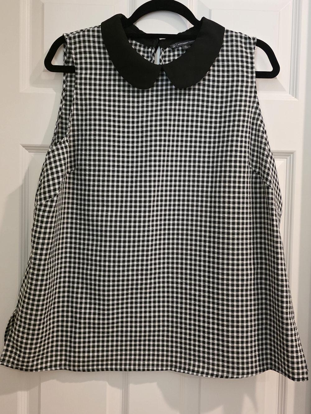 Adrianna Papell Black & White Gingham Dress with Peter Pan Collar